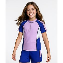 Pine Active Half Raglan Sleeves Two Piece Swimsuit - Purple