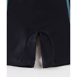 Pine Kids Half Raglan Sleeves Legged Swimsuit With Leaf Print - Navy Blue