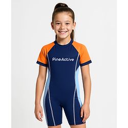 Pine Active Half Raglan Sleeves Legged Swimsuit - Blue