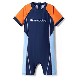 Pine Active Half Raglan Sleeves Legged Swimsuit - Blue
