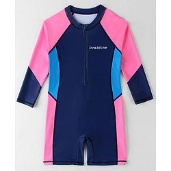Pine Active Raglan Full Sleeves Legged Swimsuit - Navy Blue