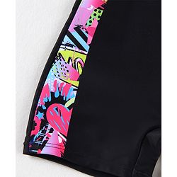 Pine Active Sleeveless Printed Legged Swimsuit - Black