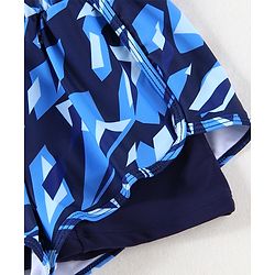 Pine Active Half Sleeves Two Piece Swimsuit With Whale Print - Blue