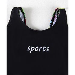 Pine Active Sleeveless Printed Legged Swimsuit - Black