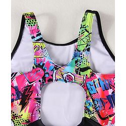 Pine Active Sleeveless Printed Legged Swimsuit - Black