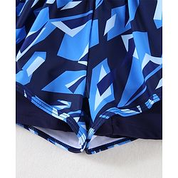Pine Active Half Sleeves Two Piece Swimsuit With Whale Print - Blue