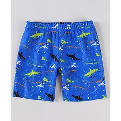Pine Kids Swimming Trunk With Shark Print - Blue