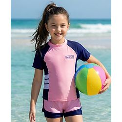 Pine Kids Half Sleeves Two Piece Swimsuit - Pink