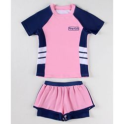 Pine Kids Half Sleeves Two Piece Swimsuit - Pink