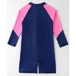 Pine Active Raglan Full Sleeves Legged Swimsuit - Navy Blue
