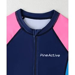 Pine Active Raglan Full Sleeves Legged Swimsuit - Navy Blue