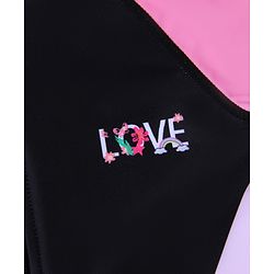 Pine Active Half Raglan Sleeves Legged Swimsuit - Black