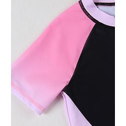 Pine Active Half Raglan Sleeves Legged Swimsuit - Black