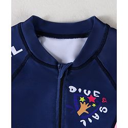 Pine Active Full Raglan Sleeves Legged Swimsuit - Navy Blue