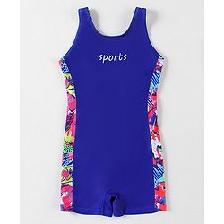 Pine Active Sleeveless Printed Legged Swimsuit - Blue