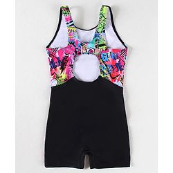 Pine Active Sleeveless Printed Legged Swimsuit - Black