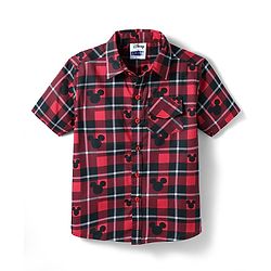 Pine Kids Disney Cotton Woven Half Sleeves Shirt with Mickey Mouse Print - Red