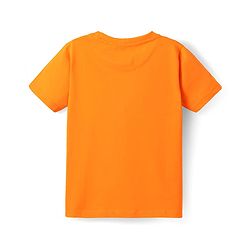 Pine Kids Cotton Knit Half Sleeves T-Shirt with Text Print - Orange