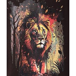 Pine Kids Cotton Knit Half Sleeves T-Shirt With Lion Print - Black