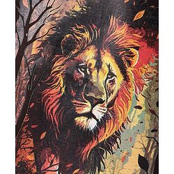 Pine Kids Cotton Knit Half Sleeves T-Shirt With Lion Print - Black