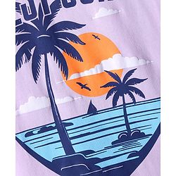 Pine Kids Cotton Knit Half Sleeves Beach Theme Printed T-Shirt - Lilac