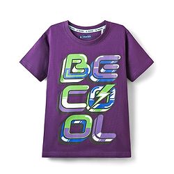 Pine Kids Cotton Knit Half Sleeves T-Shirt With Be Cool Text Print - Purple