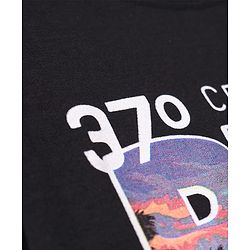 Pine Kids Cotton Knit Half Sleeves T-Shirt with Beach Theme Print - Black