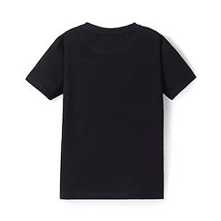 Pine Kids Cotton Knit Half Sleeves T-Shirt with Beach Theme Print - Black