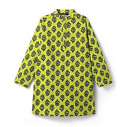 Pine Kids Cotton Woven Full Sleeves Floral Printed Kurta - Limegreen