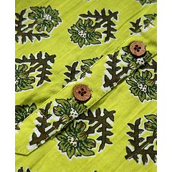 Pine Kids Cotton Woven Full Sleeves Floral Printed Kurta - Limegreen