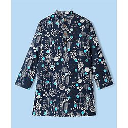 Pine Kids Cotton Woven Full Sleeves Printed Kurta Pyjama Set - Black & White