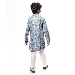 Pine Kids Cotton Woven Full Sleeves Kurta & Pyjama With Floral Print - Lilac