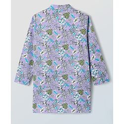 Pine Kids Cotton Woven Full Sleeves Kurta & Pyjama With Floral Print - Lilac