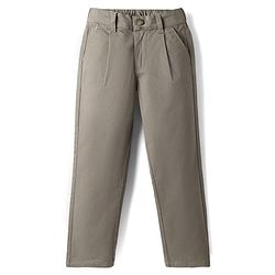 Pine Kids Cotton Elastane Woven Full Length Solid Trouser - Beige
