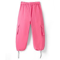 Pine Kids Poplin Woven Full Sleeves Solid Top & Lounge Pant Set - Dark Pink