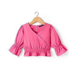 Pine Kids Poplin Woven Full Sleeves Solid Top & Lounge Pant Set - Dark Pink