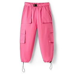 Pine Kids Poplin Woven Full Sleeves Solid Top & Lounge Pant Set - Dark Pink
