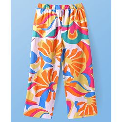 Pine Kids Single Jersey Knit Half Sleeves Co-ords Shirt & Pant Set with Floral Print - Orange
