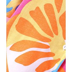 Pine Kids Single Jersey Knit Half Sleeves Co-ords Shirt & Pant Set with Floral Print - Orange