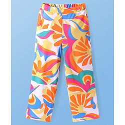 Pine Kids Single Jersey Knit Half Sleeves Co-ords Shirt & Pant Set with Floral Print - Orange