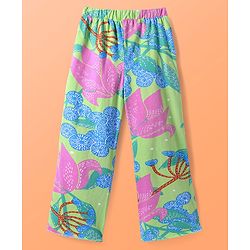 Pine Kids Single Jersey Knit Half Sleeves Shirt & Pant Co-Ords Set with Inner Tee & Floral Print - Light Green