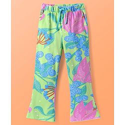 Pine Kids Single Jersey Knit Half Sleeves Shirt & Pant Co-Ords Set with Inner Tee & Floral Print - Light Green