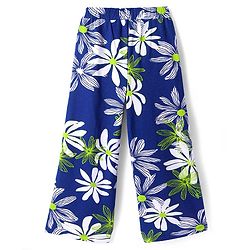 Pine Kids Single Jersey Knit Half Puffed Sleeves Co-ords Top & Pant Set with Floral Print - Navy Blue