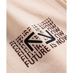 Pine Kids Looper Knit Knee Length Shorts with Text Print - Beige