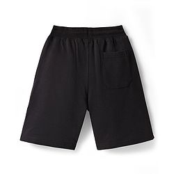 Pine Kids Looper Knit Knee Lenght Cut & Sew Shorts with Text Print - Black