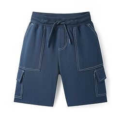 Pine Kids Looper Knit Knee Length Solid Shorts - Blue