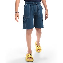 Pine Kids Looper Knit Knee Length Solid Shorts - Blue