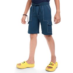 Pine Kids Looper Knit Knee Length Solid Shorts - Blue