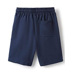 Pine Kids Looper Knit Above Knee Length Shorts With Compass Print - Navy Blue