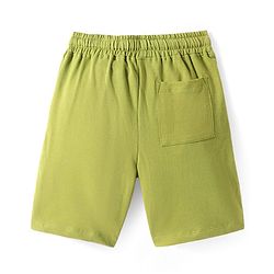 Pine Kids Looper Knit Above Knee Length Shorts With Compass Print - Olive Green
